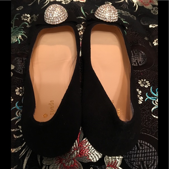 KATE SPADE NADIRA BLACK SUEDE CRYSTAL SHOES 8.5 - Picture 4 of 8